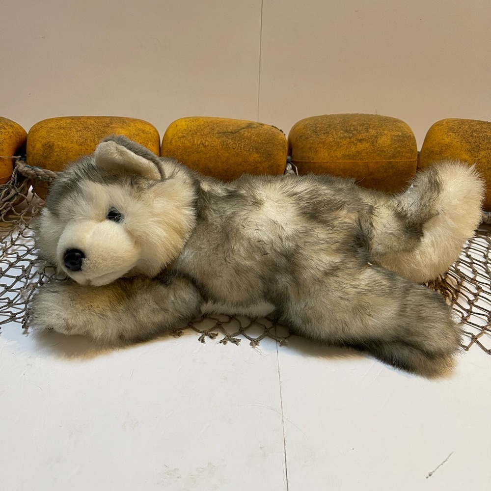 FIESTA 15" LAY DOWN Siberian HUSKY Dog PLUSH STUFFED Toy JD